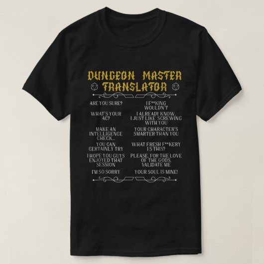 T-shirt Game Master Translator RPG Tabletop Humor Tee (Design devant)
