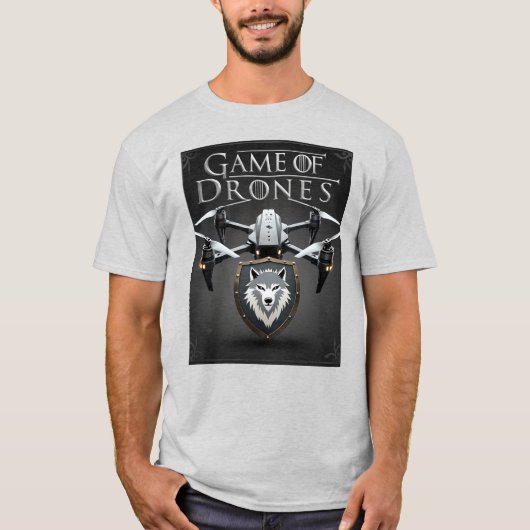 T-shirt Game of Drones – Stark Direwolf Drone Emblem (Devant)