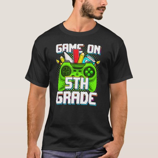T-shirt Game On 5th Grade Video Game Boys Back To School F (Devant)