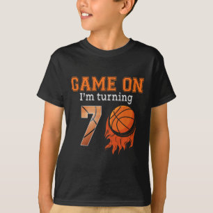 T-shirt Game-On I'm Turning 7 Basketball 7th Birthday Boy
