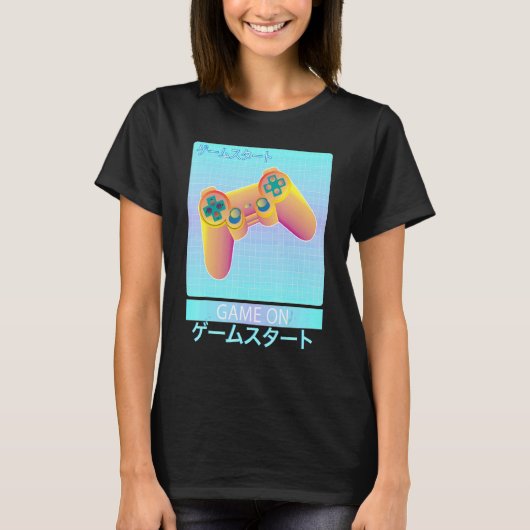 T-shirt Game On Video Game Controller Retro Vaporwave Japa (Devant)