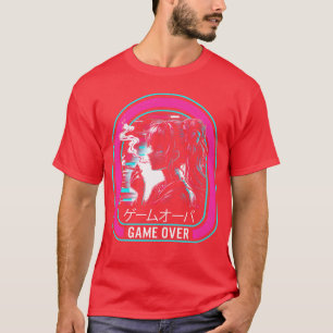 T-shirt Game Over Anime Japonais Vaporwave Triste Fille An
