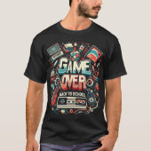 T-shirt Game Over, Back to School: Retro Gaming & Academic (Devant)
