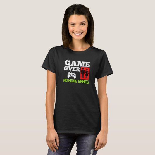 T-shirt Game Over No Games Wedding Bachelor Party Premium (Devant entier)
