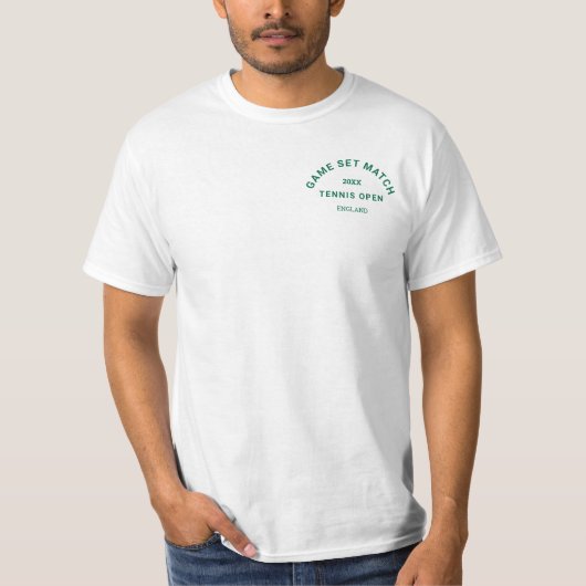 T-shirt Game Set Match Green Crest Tennis pour hommes Bla (Devant)