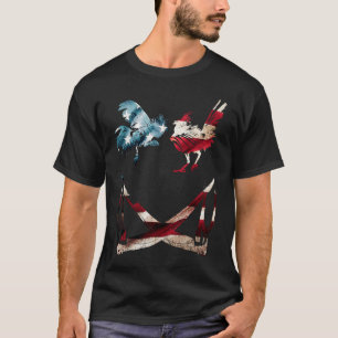 T-shirt GameFowl American Flag parring Rooster Gaff jeu