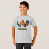 T-shirt Gamefowl rouge bleu (Devant entier)