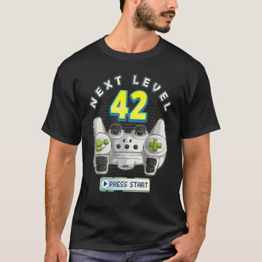 T-shirt Gamer 42e Anniversaire Prochain Niveau 42 Contrôle (Devant)