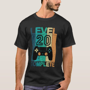 T-shirt Gamer Anniversaire Contrôleur Niveau 20 Jeux Compl