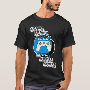 T-shirt Gamer bleu et noir   Contrôleur vidéo