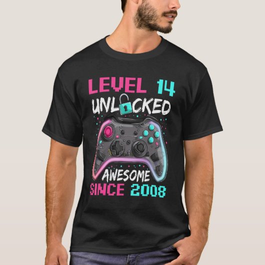 T-shirt Gamer Boy Anniversaire 14 Ans Awesome Depuis 200 (Devant)