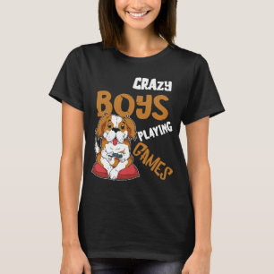 T-shirt Gamer Boys Joueur Chien Consoles Joueur Vidéo Jeu 