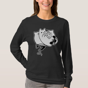 T-shirt Gamer Cat Girl Boy Chargement Du Casque De Pizza E