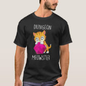 T-shirt Gamer Cat Nerdy Cat D20 Dice Rpg Gamer Dungeon Meo (Devant)