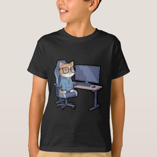 T-shirt Gamer Cat Squad Funny Meme  (Devant)