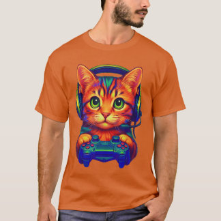 T-shirt Gamer Cat Video Games Boyseen Men Girls Funny Cat 