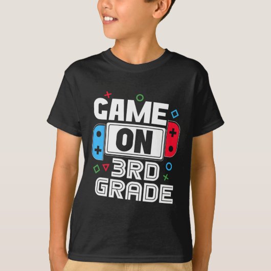T-shirt Gamer Ck To School Funny Game 3rd Grade Kids Boys  (Devant)