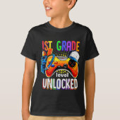 T-shirt Gamer Ck To School Gamepad 1st First Grade Level U (Devant)