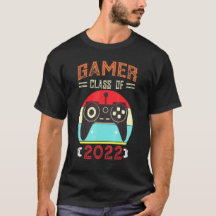 T-shirt Gamer Classe De 2022 Jeu Retro Vintage Graduatio