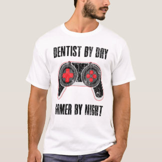 T-shirt Gamer Dentiste Par Nuit Graphique Pour Fête des pè