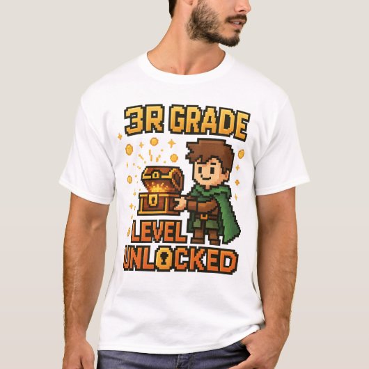 T-shirt Gamer déverrouillé de niveau 3e - Pixel Ad (Devant)