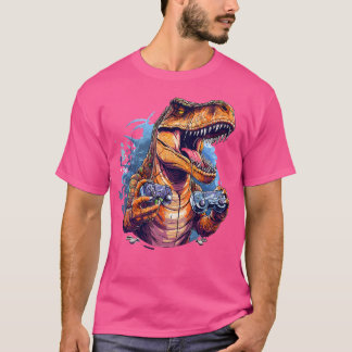 T-shirt Gamer Dinosaur T Rex Dinosaure Esthétique Jouer Vi