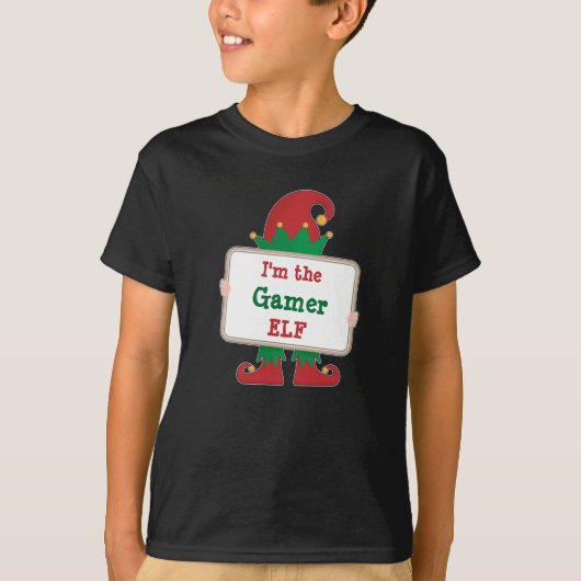 T-shirt Gamer Elf | Enfants elfes de Noël personnalisés (Devant)