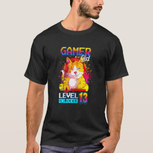 T-shirt gamer fille niveau 13 déverrouillé gamer 13e anniv