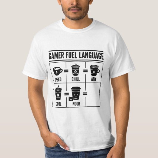 T-shirt Gamer Fuel Language Funny Coffee Gaming Infographi (Devant)