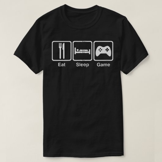 T-shirt Gamer Funny Cadeau Mange Sommeil Jeu Zip (Design devant)