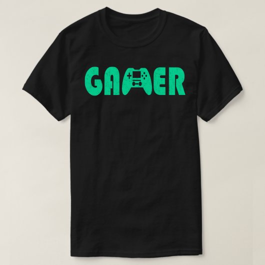 T-shirt Gamer Gamepad Neon Green (Design devant)