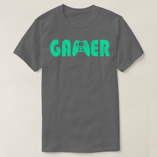 T-shirt Gamer Gamepad Neon Green (Design devant)