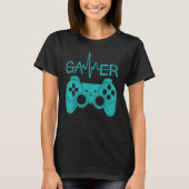 T-shirt Gamer Gaming GAMER HEARTBEAT Video Gamer Girl Boy (Devant)