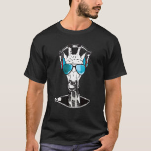 T-shirt Gamer Giraffe D'Afrique Safari Portant Sunglasse