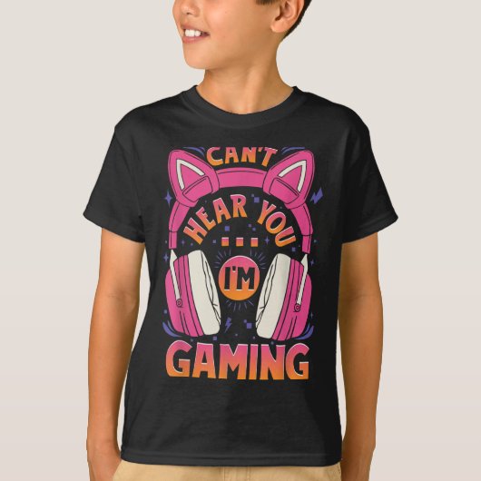 T-shirt Gamer Girl Can't Ecouter I'm Gaming Cute Video Ga (Devant)