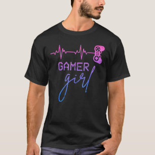 T-shirt Gamer Girl Cute Heartbeat Gamer For Girl Video Gam