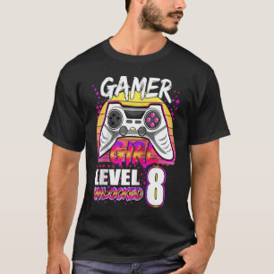 T-shirt Gamer Girl Level 8 Video Game 8th Birthda