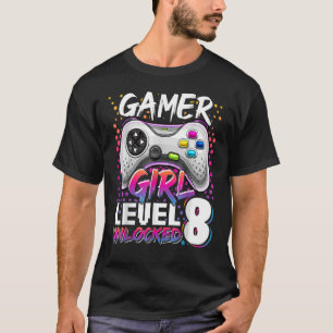 T-shirt Gamer Girl Level 8 Video Game 8th Birthda