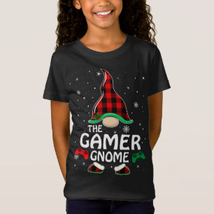 T-Shirt Gamer Gnome Buffalo Plaid Matching Family Christma