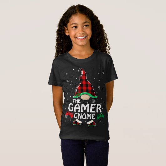 T-Shirt Gamer Gnome Buffalo Plaid Matching Family Christma (Devant entier)
