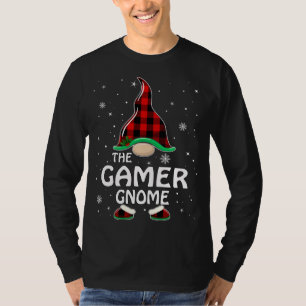 T-shirt Gamer Gnome Buffalo Plaid Matching Family Christma