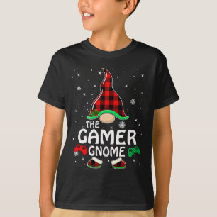 T-shirt Gamer Gnome Buffalo Plaid Matching Family Christma