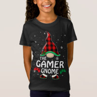 Gamer Gnome Buffalo Plaid Matching Family Christma