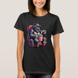 T-shirt Gamer Gorilla Popcorn Chaise de jeu casque jeu