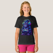 T-shirt Gamer Gorilla with Headphones — Neon Gaming Vibes (Devant entier)