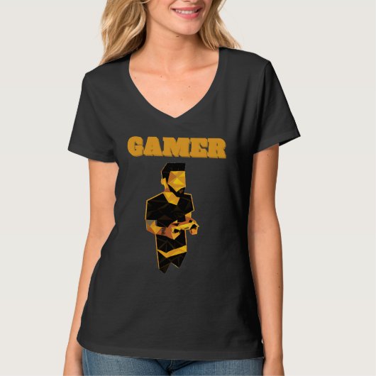 T-shirt Gamer Guy Holding a Gold Video Game Controller Men (Devant)