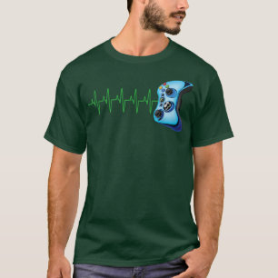 T-shirt Gamer Heartbeat Funny Video Game Gift Boys Men Ga