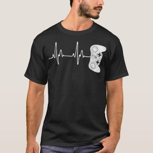 T-shirt Gamer Heartbeat Jeux Vidéo Jeu Lover Hommes garçon (Devant)
