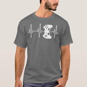 T-shirt Gamer Heartbeat Pulse Contrôleur Jeux Vidéo Gamin