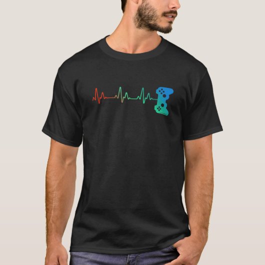 T-shirt Gamer Heartbeat Video Game Controller eSports Nerd (Devant)